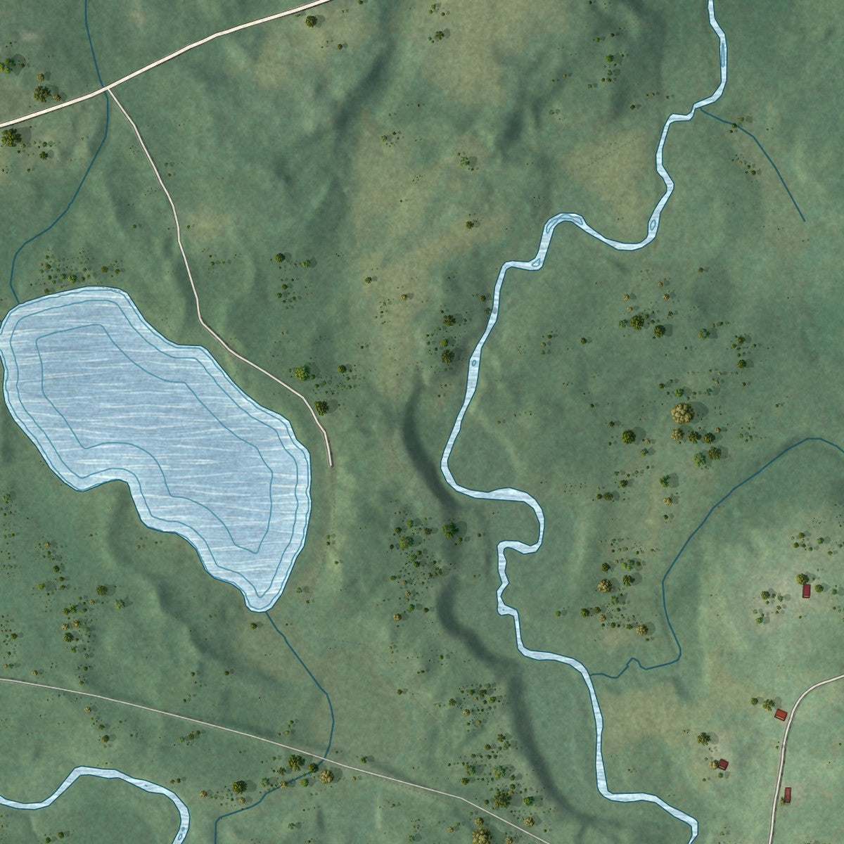 Close-up of the map of Greene, Rhode Island print showing street and building detail