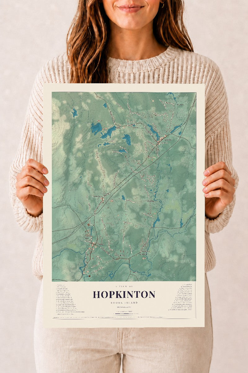 Hopkinton, Rhode Island map print, 12" x 18" Archival Matte Print mockup