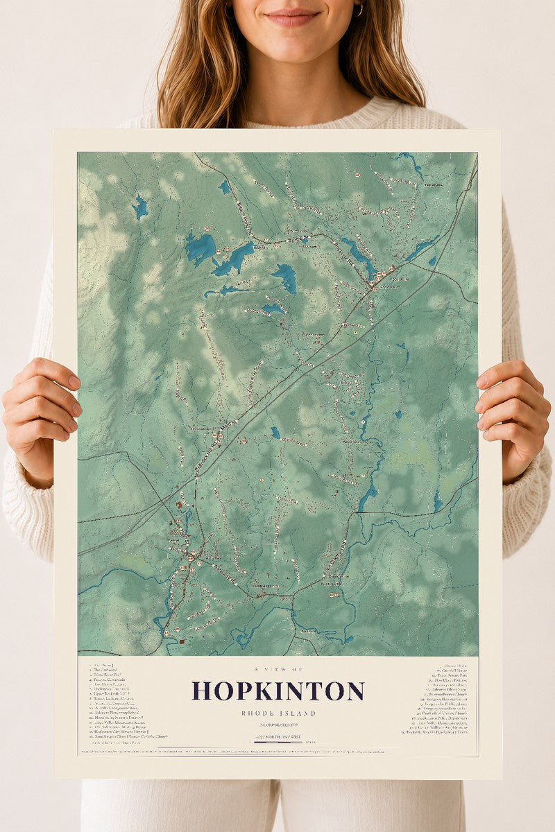 Hopkinton, Rhode Island map print, 18" x 24" Archival Matte Print mockup