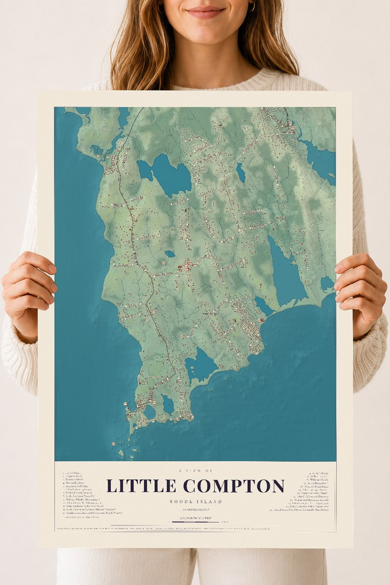 Little Compton, Rhode Island map print, 18" x 24" Archival Matte Print mockup