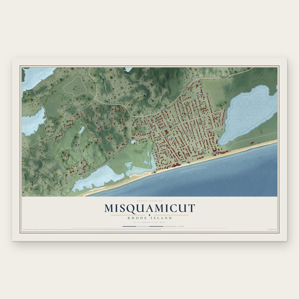 Misquamicut, Rhode Island map print, the full design