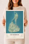 Map of New Shoreham, Rhode Island, 12 x 18 inch unframed archival matte print