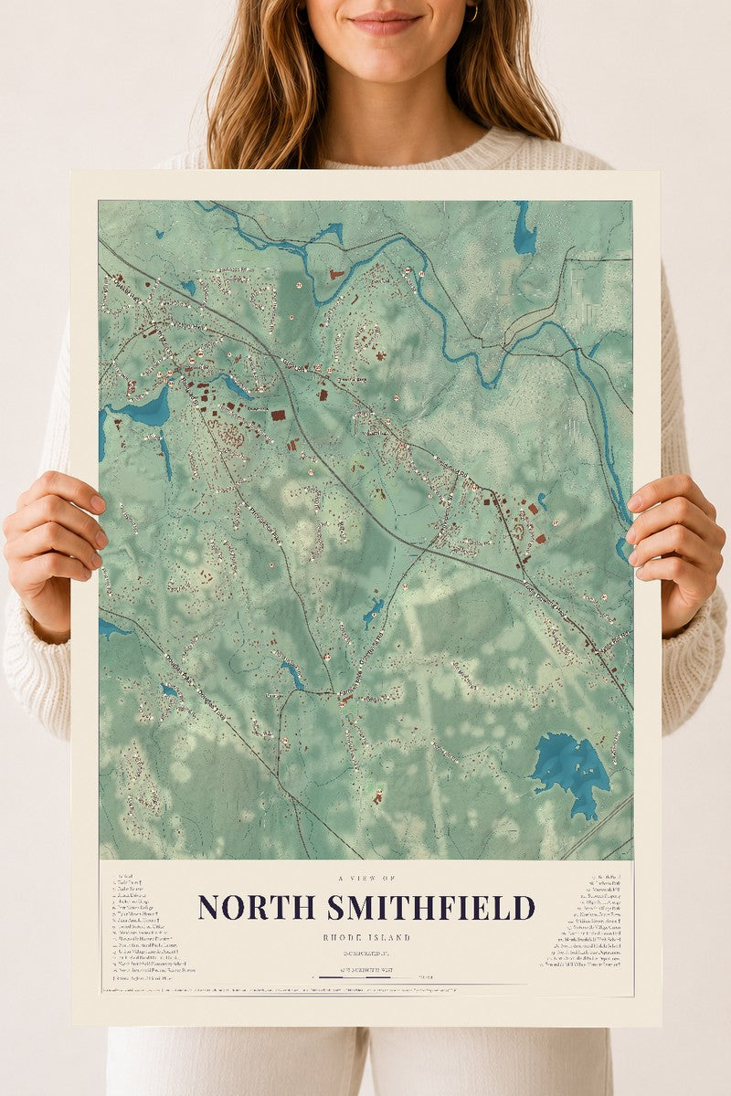 North Smithfield, Rhode Island map print, 18" x 24" Archival Matte Print mockup