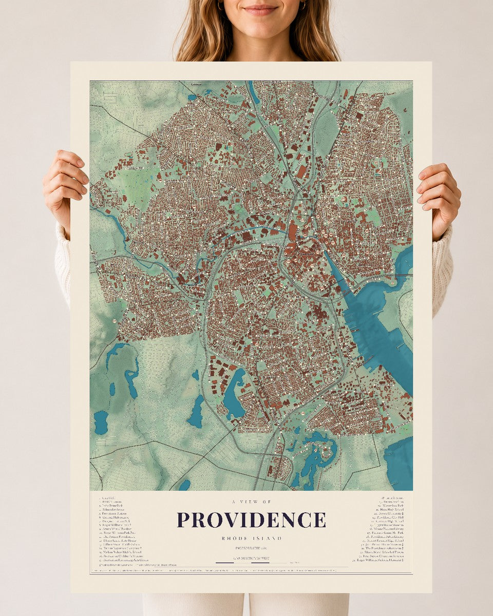 Providence, Rhode Island map print, 24" x 36" Archival Matte Print mockup
