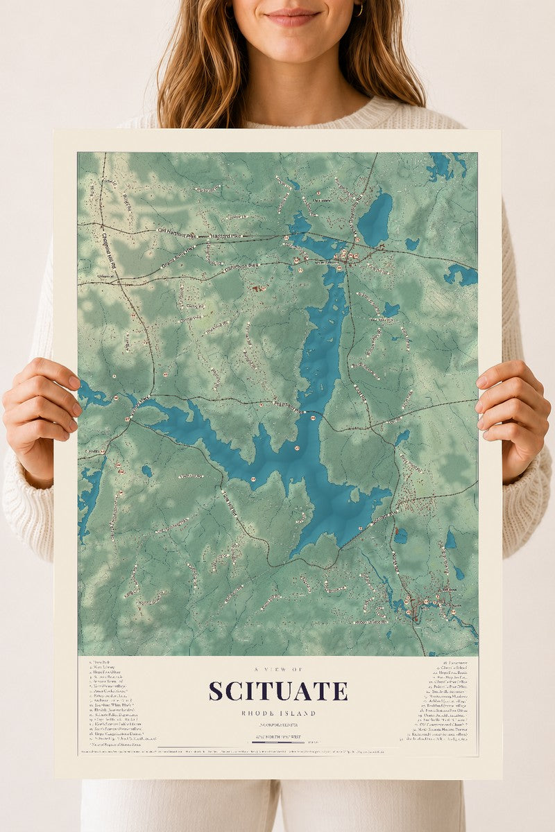 Scituate, Rhode Island map print, 18" x 24" Archival Matte Print mockup