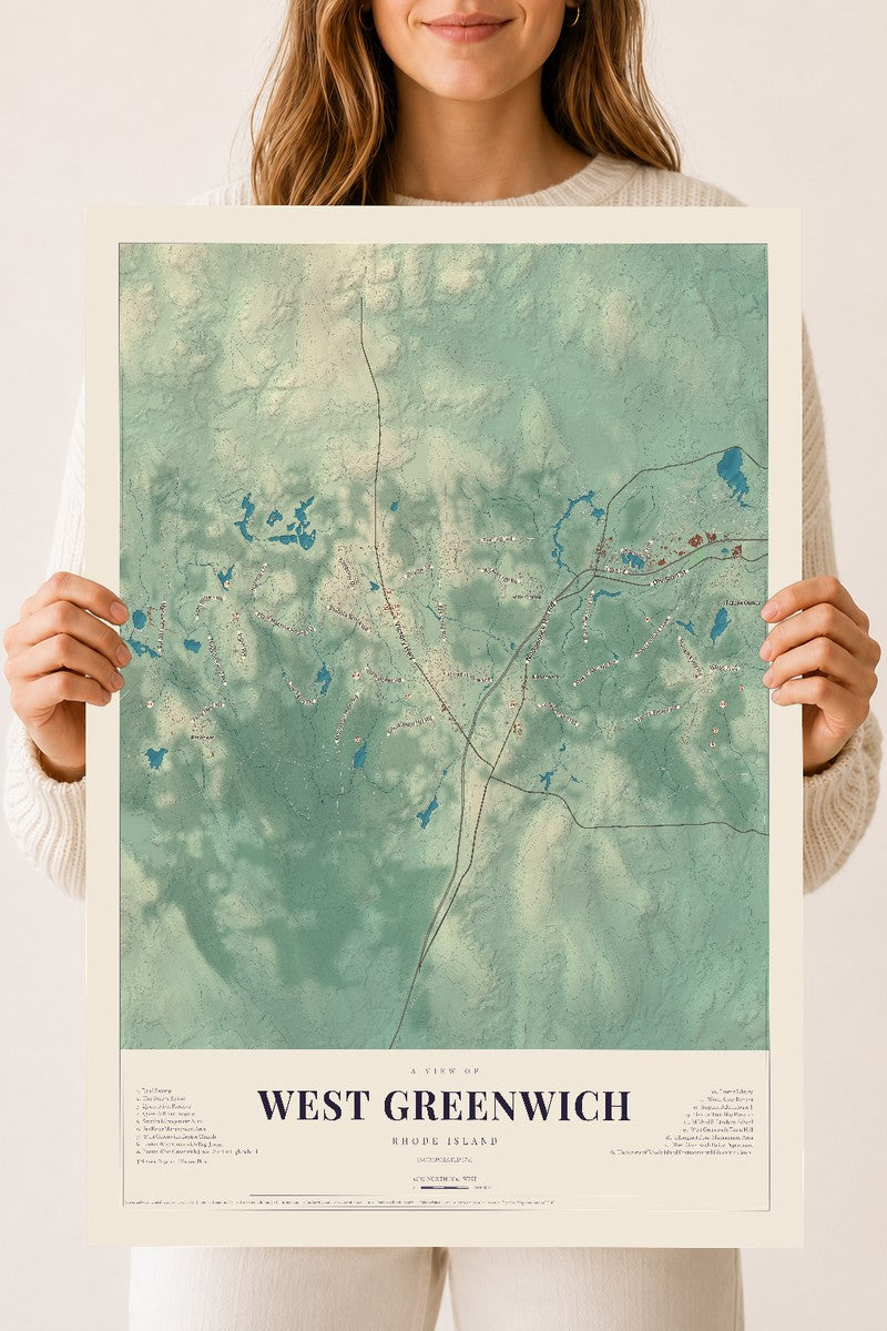 West Greenwich, Rhode Island map print, 18" x 24" Archival Matte Print mockup