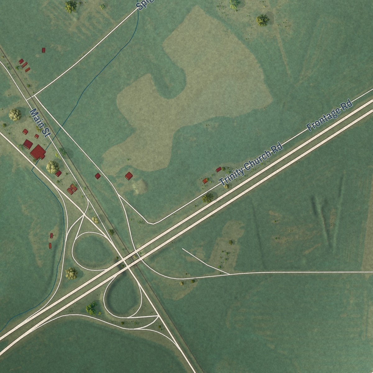 Close-up of the map of Alcolu, South Carolina print showing street and building detail