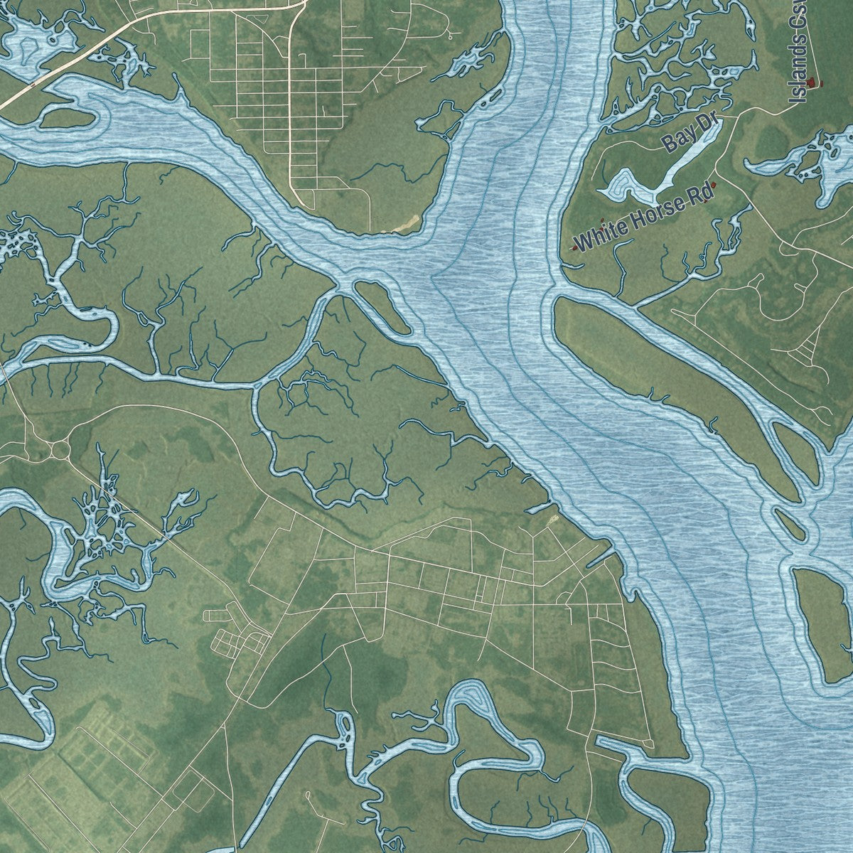 Second close-up of the map of Beaufort, South Carolina print showing more streets and buildings
