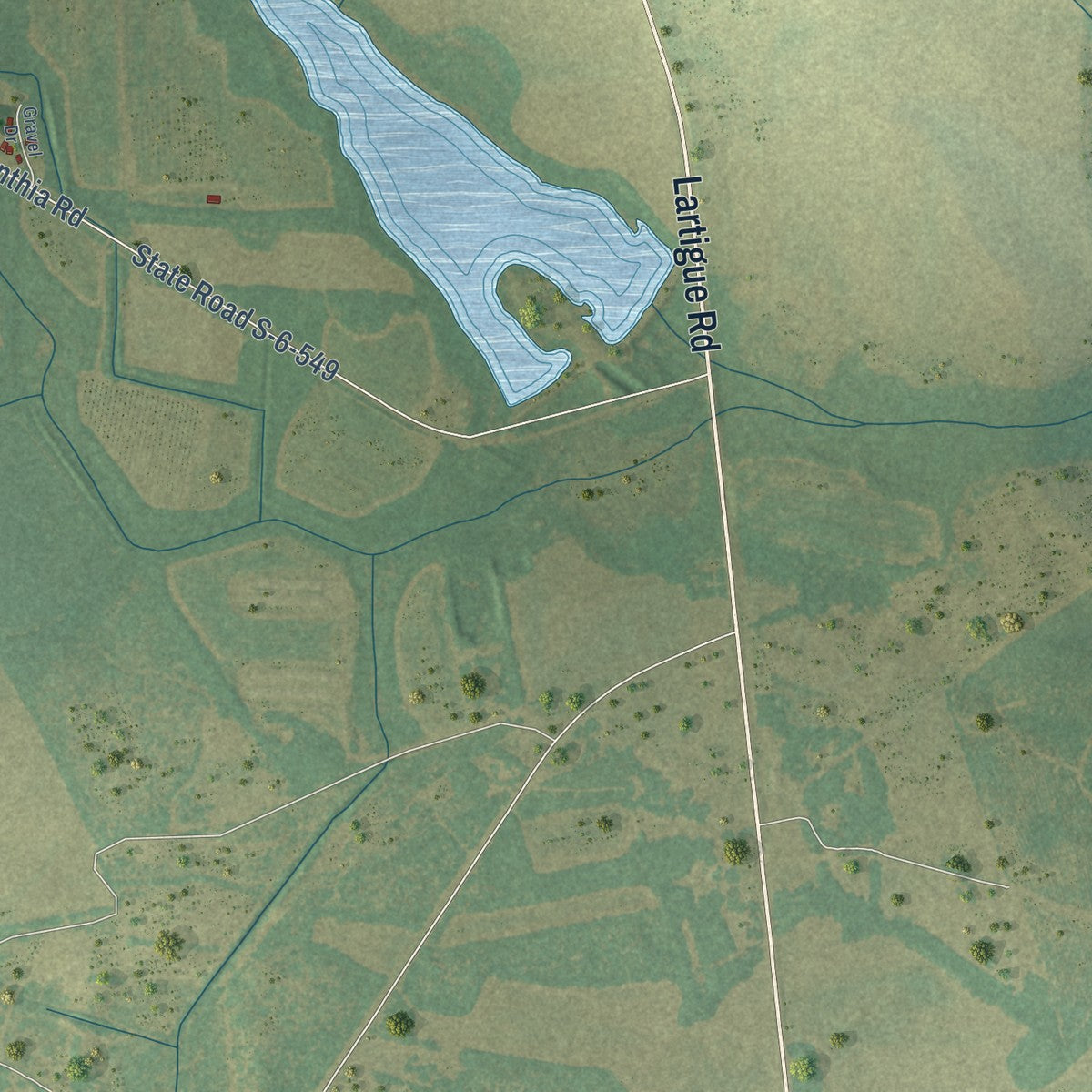 Second close-up of the map of Blackville, South Carolina print showing more streets and buildings
