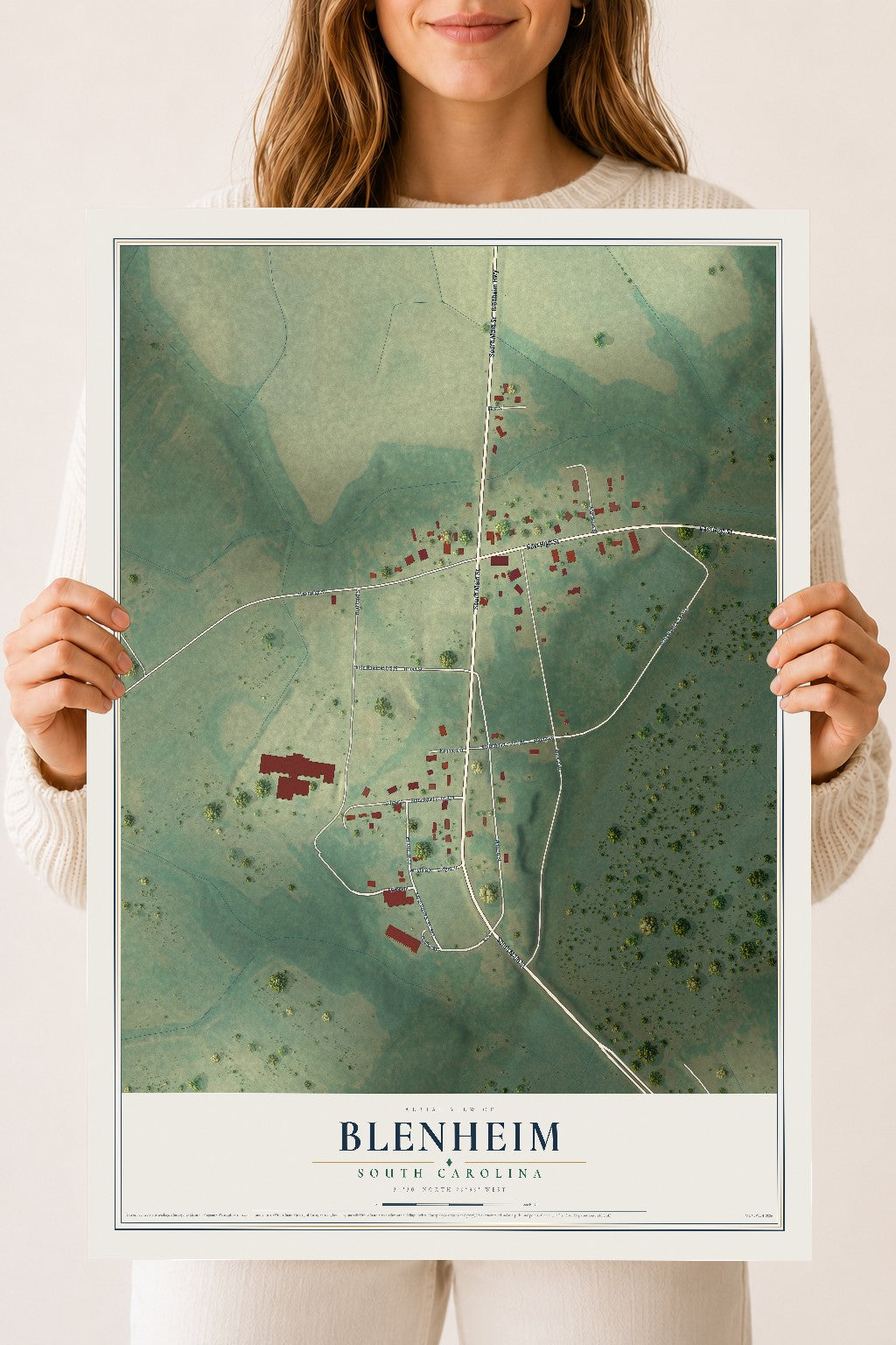 Map of Blenheim, South Carolina, 18 x 24 inch unframed archival matte print