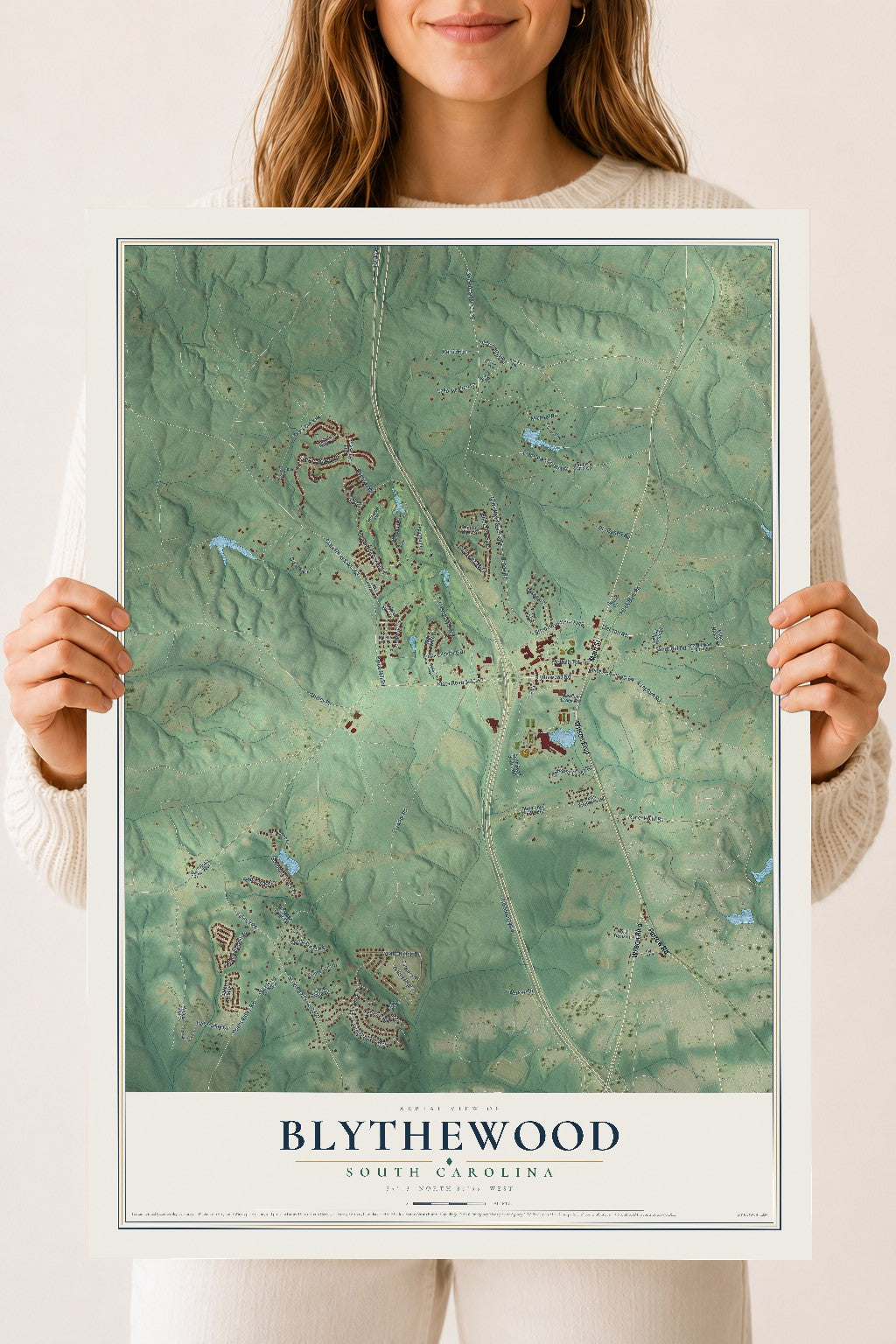 Map of Blythewood, South Carolina, 18 x 24 inch unframed archival matte print