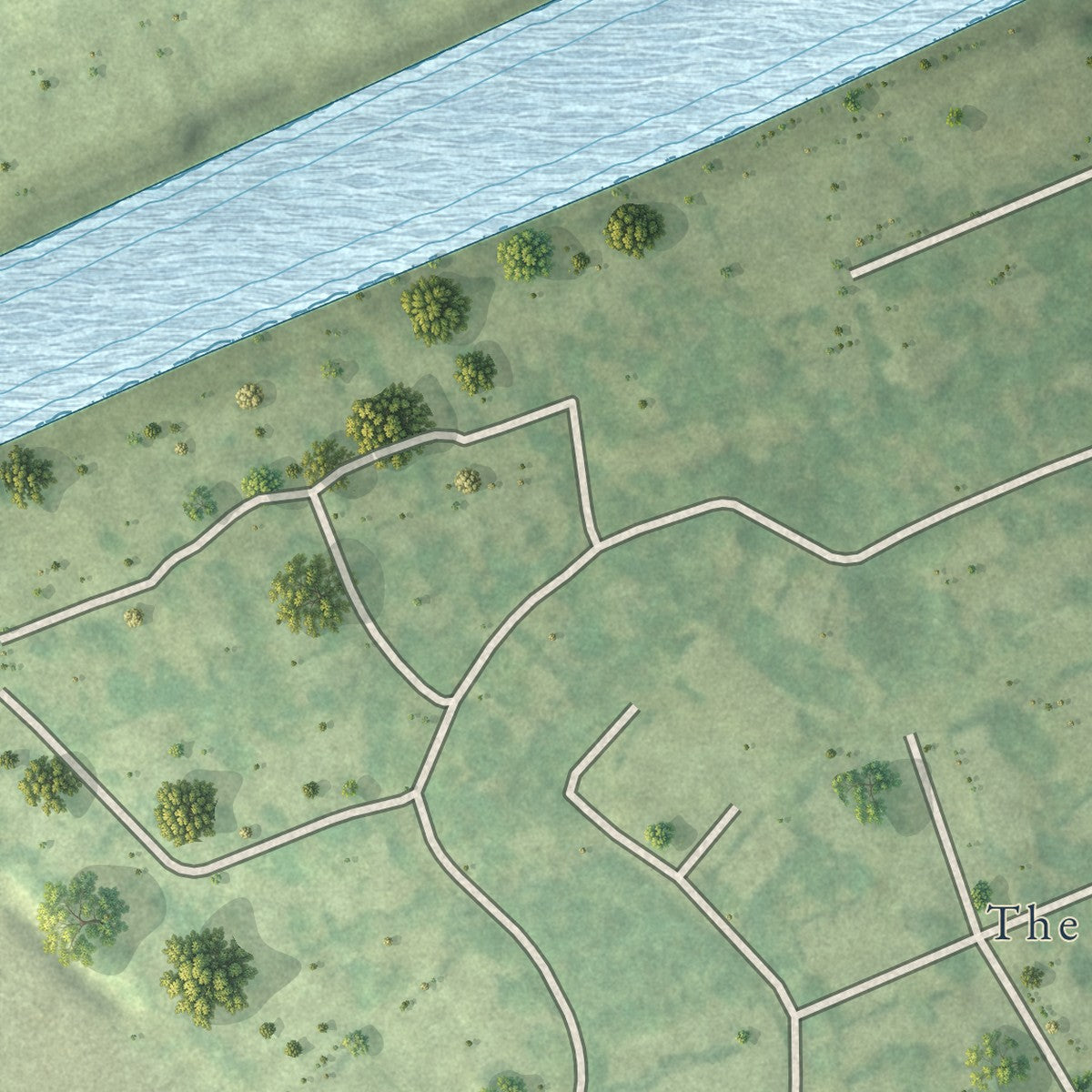 Second close-up of the map of Briarcliffe Acres, South Carolina print showing more streets and buildings