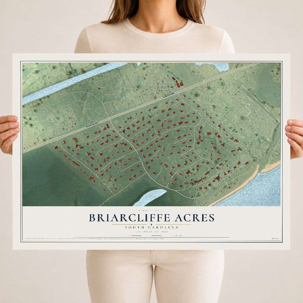Map of Briarcliffe Acres, South Carolina, 18 x 24 inch unframed archival matte print