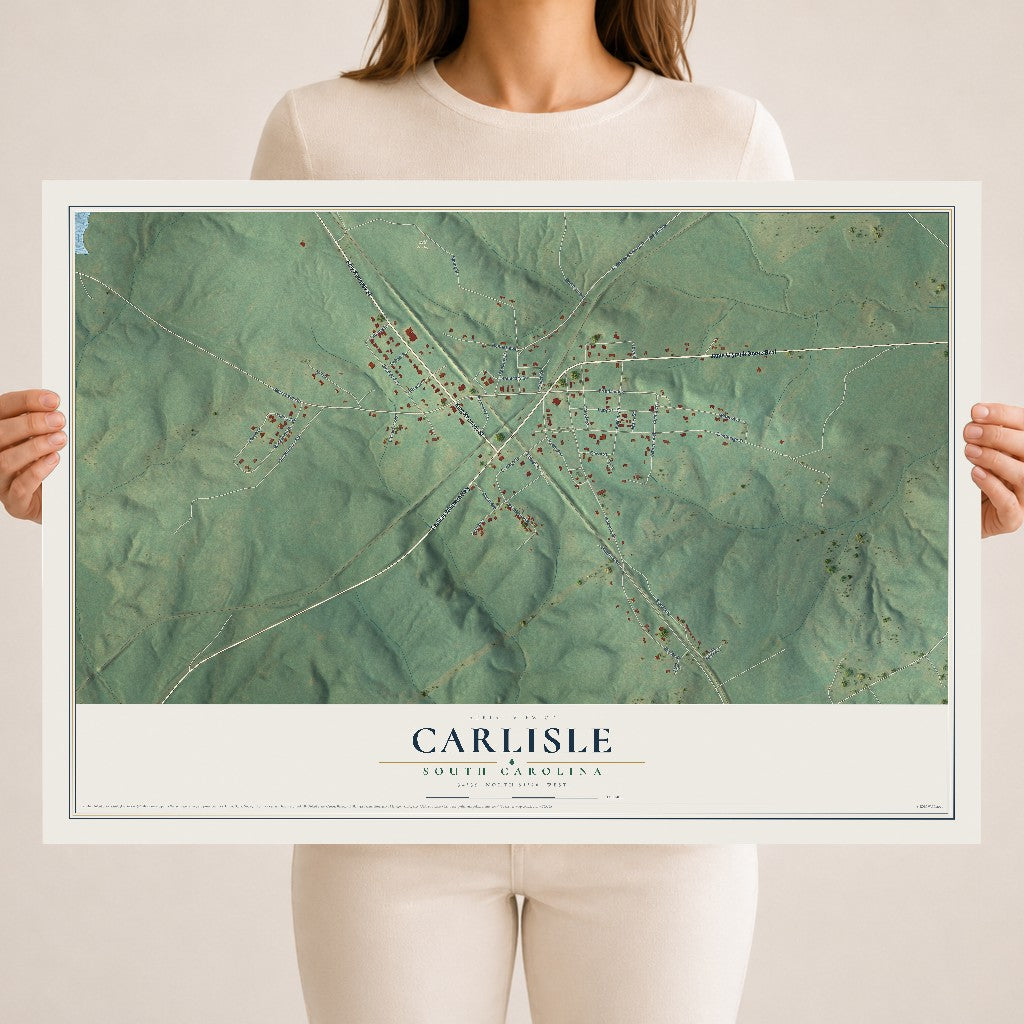Map of Carlisle, South Carolina, 18 x 24 inch unframed archival matte print