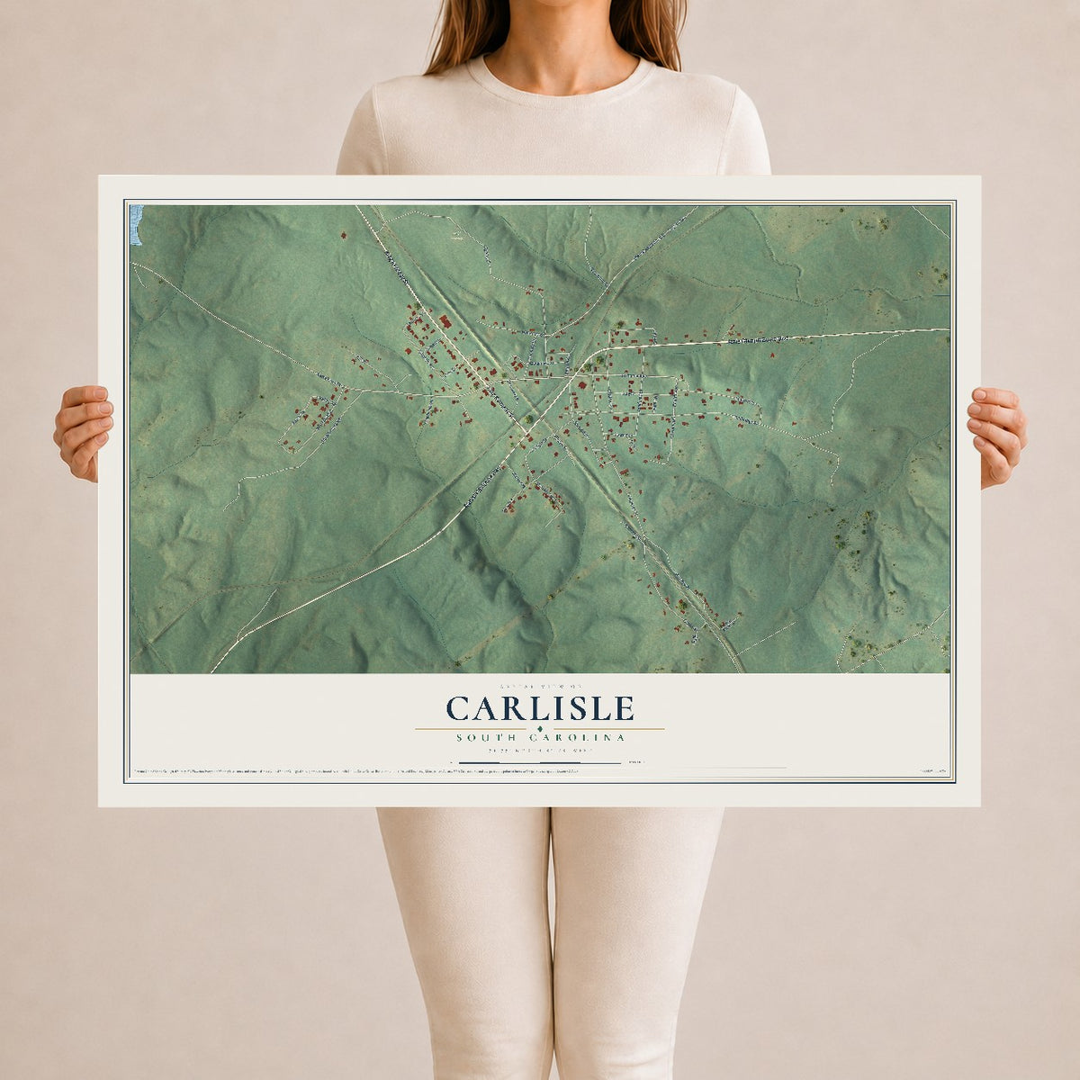 Map of Carlisle, South Carolina, 24 x 36 inch unframed archival matte print