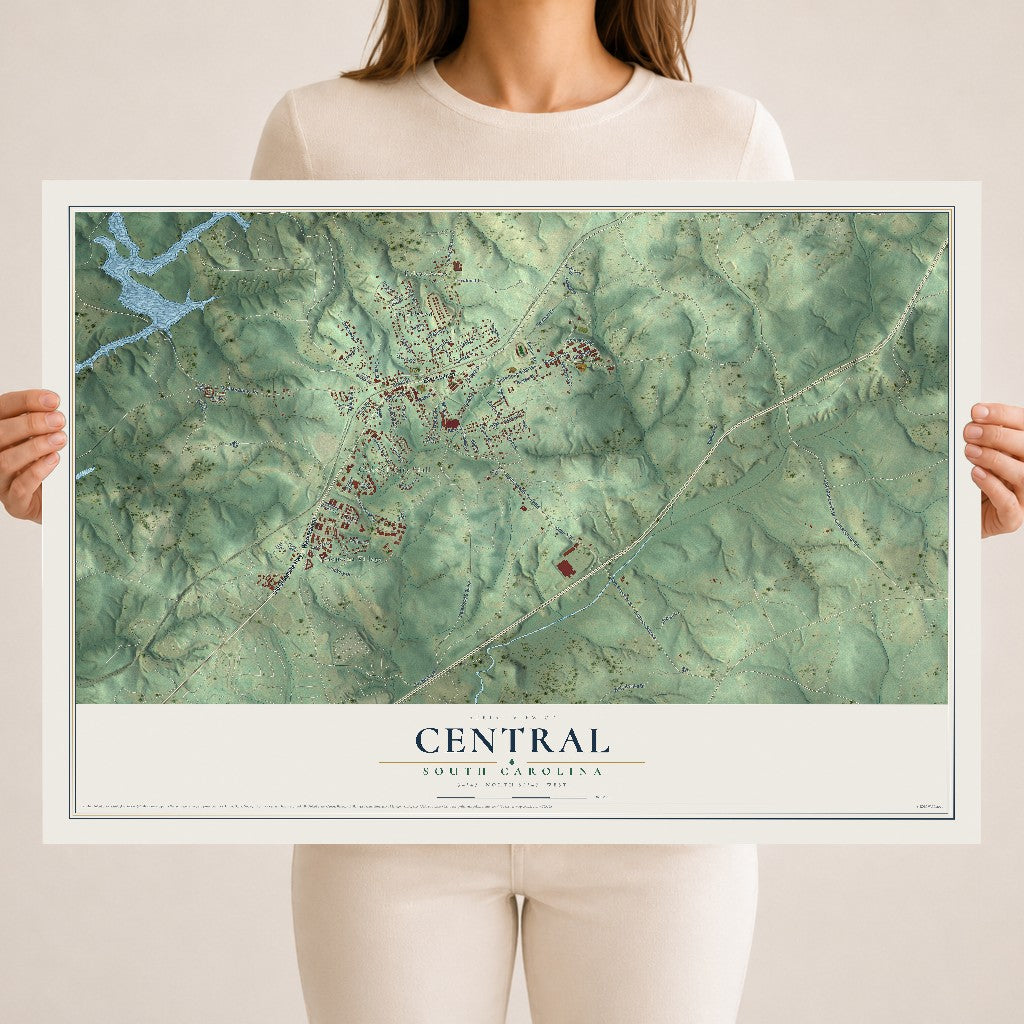 Map of Central, South Carolina, 18 x 24 inch unframed archival matte print