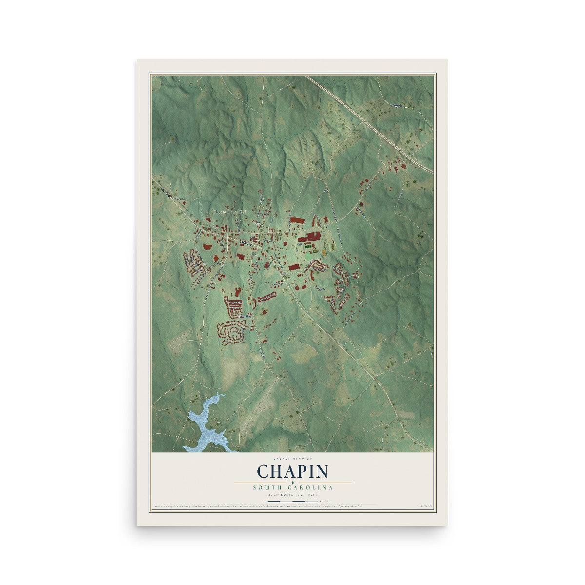 Map of Chapin, South Carolina, 12 x 18 inch unframed archival matte print
