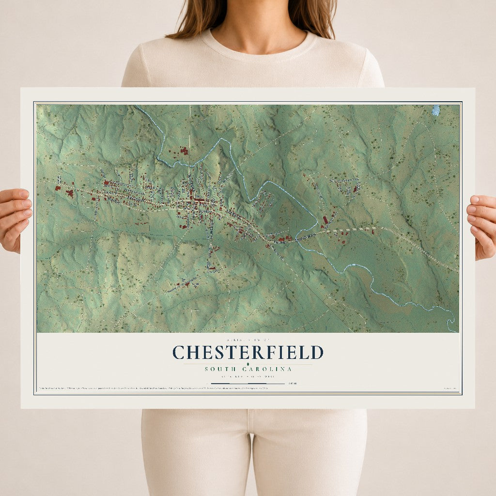Map of Chesterfield, South Carolina, 18 x 24 inch unframed archival matte print