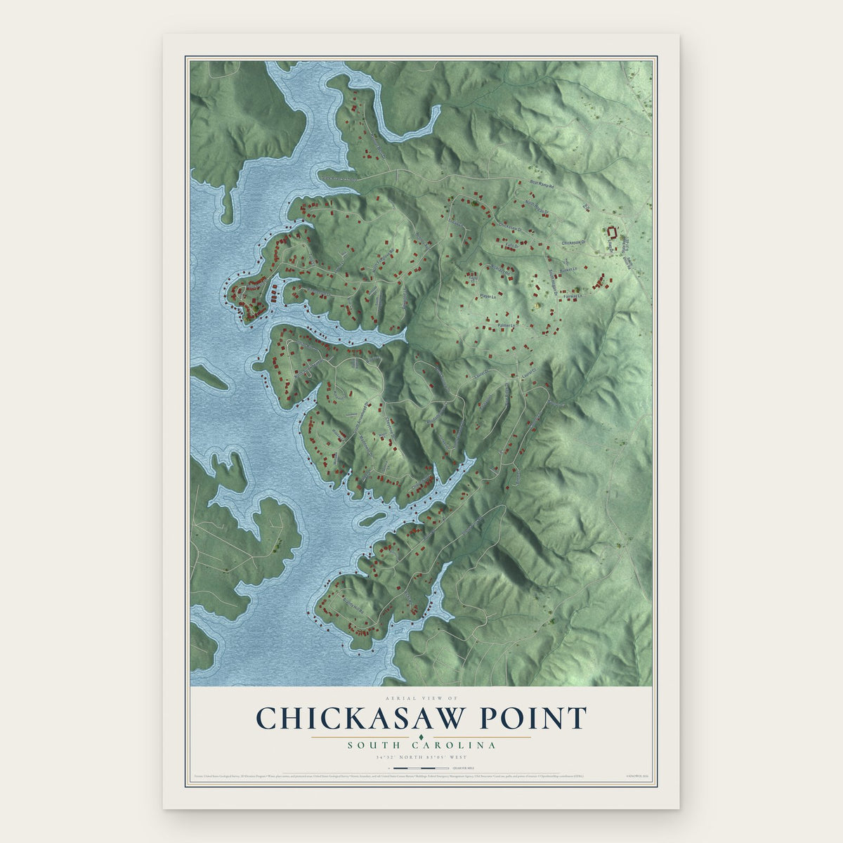 Chickasaw Point, South Carolina map print, the full design