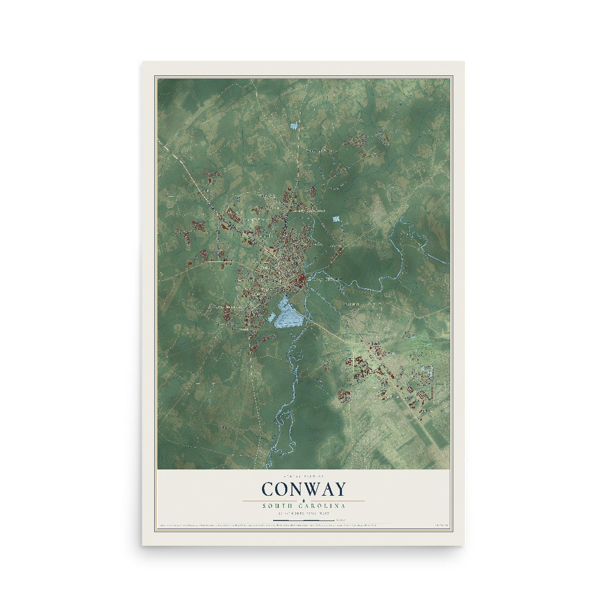 Map of Conway, South Carolina, 12 x 18 inch unframed archival matte print
