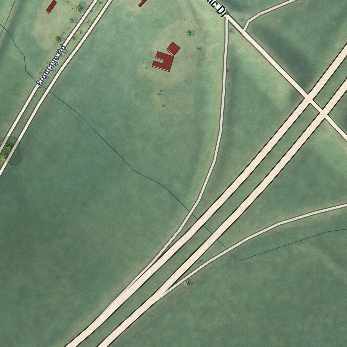 Close-up of the map of Coosawhatchie, South Carolina print showing street and building detail