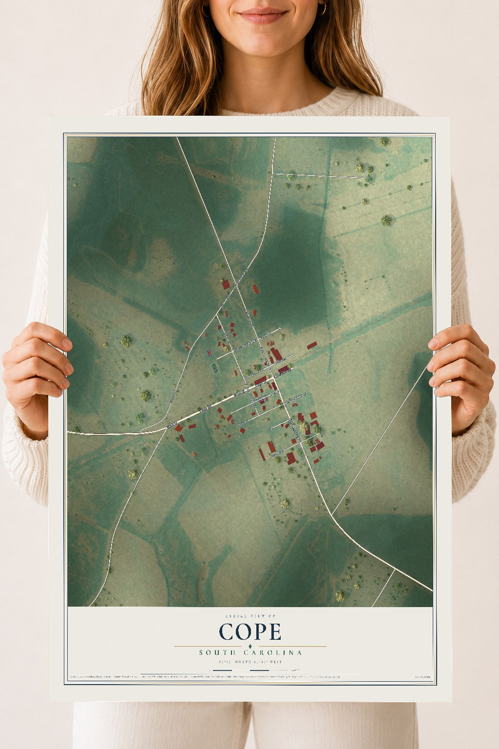Map of Cope, South Carolina, 18 x 24 inch unframed archival matte print