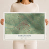 Map of Darlington, South Carolina, 12 x 18 inch unframed archival matte print