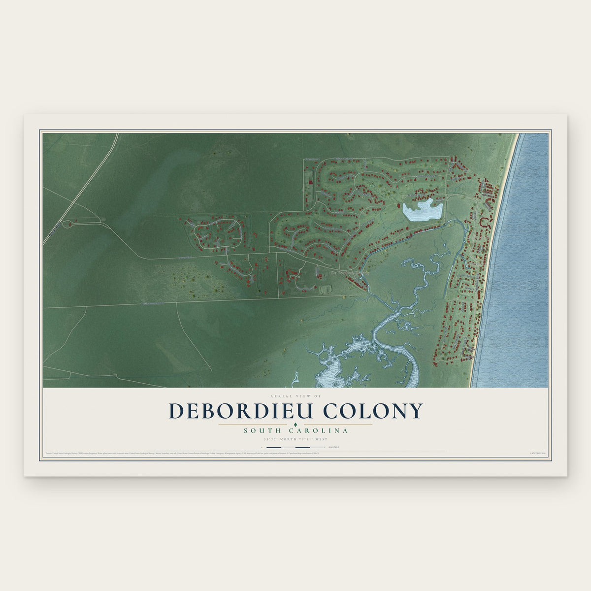 DeBordieu Colony, South Carolina map print, the full design