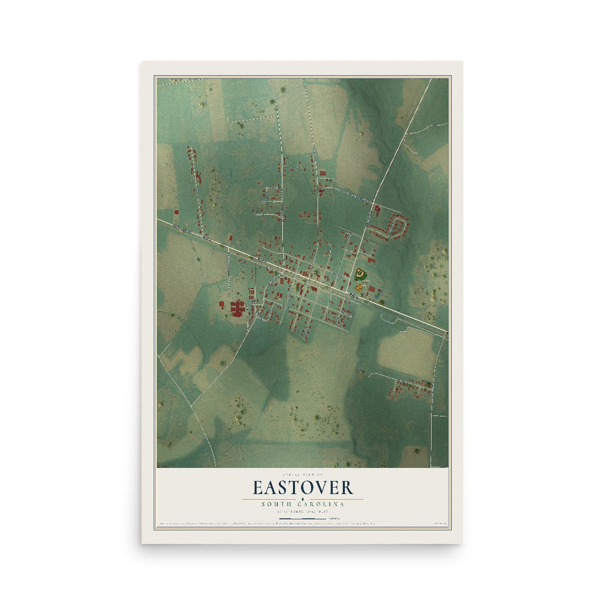 Map of Eastover, South Carolina, 12 x 18 inch unframed archival matte print