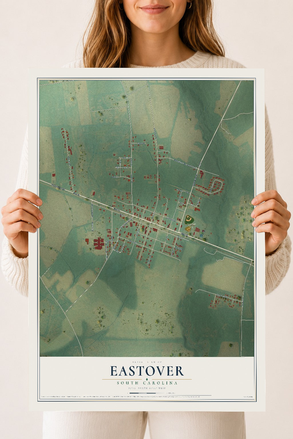 Map of Eastover, South Carolina, 18 x 24 inch unframed archival matte print