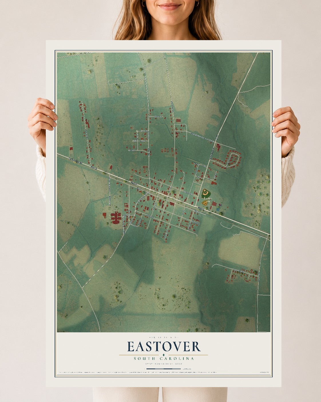 Map of Eastover, South Carolina, 24 x 36 inch unframed archival matte print