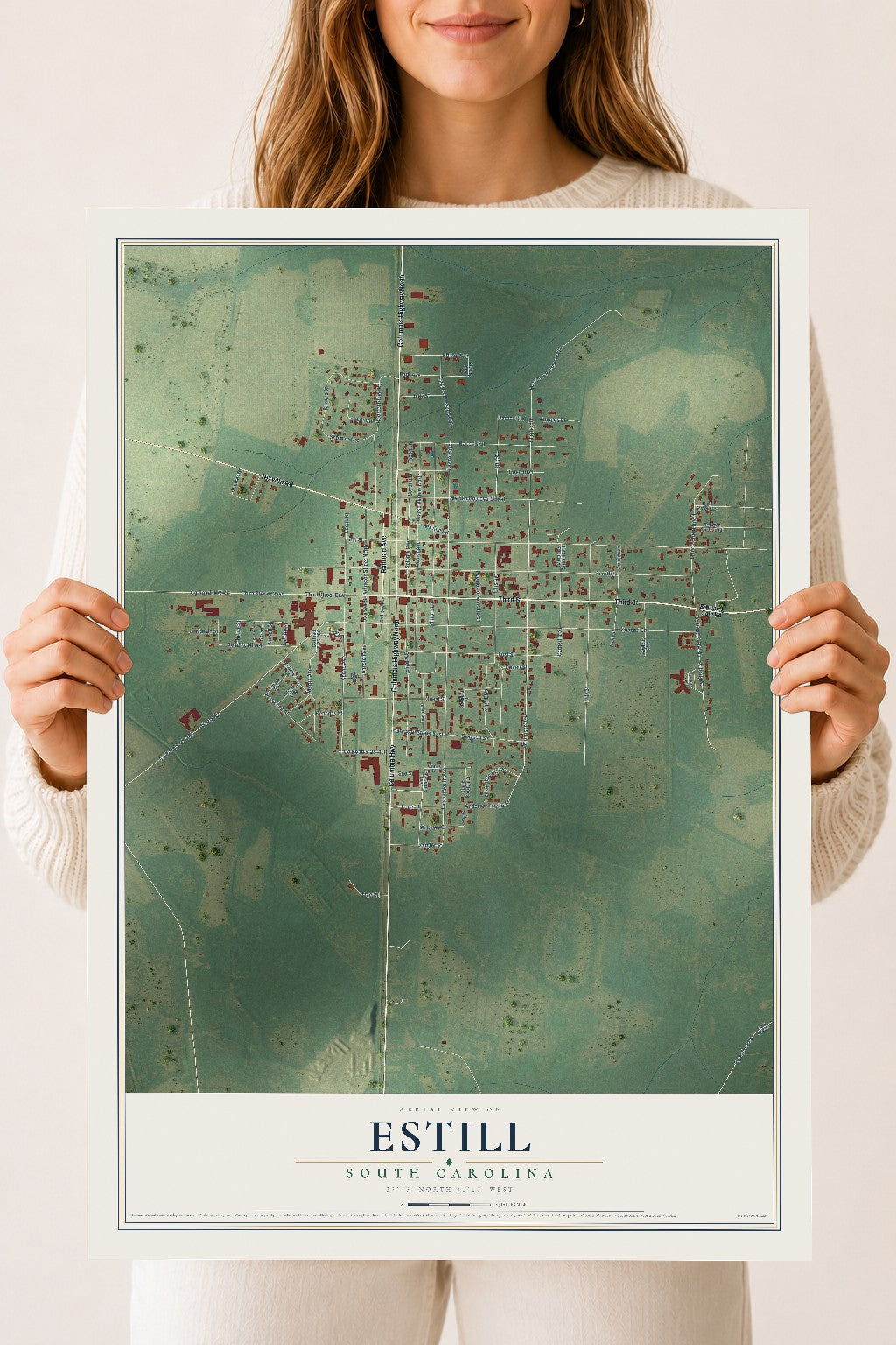 Map of Estill, South Carolina, 18 x 24 inch unframed archival matte print