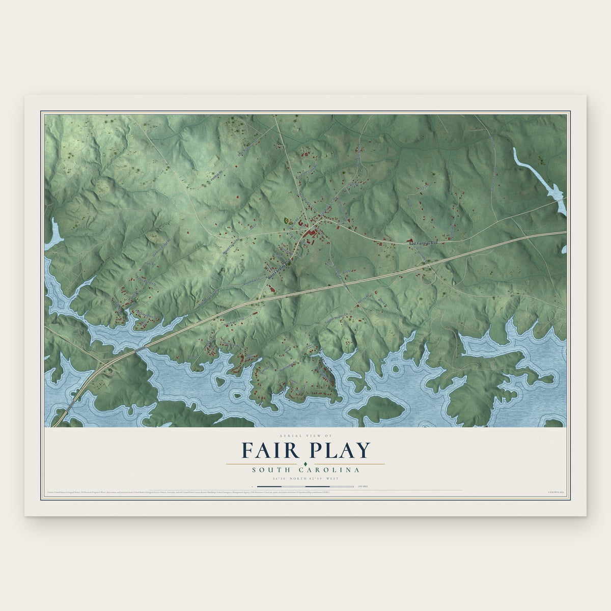 Fair Play, South Carolina map print, the full design