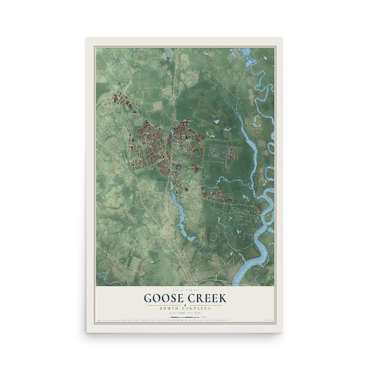 Map of Goose Creek, South Carolina, 12 x 18 inch unframed archival matte print