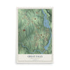Map of Great Falls, South Carolina, 12 x 18 inch unframed archival matte print