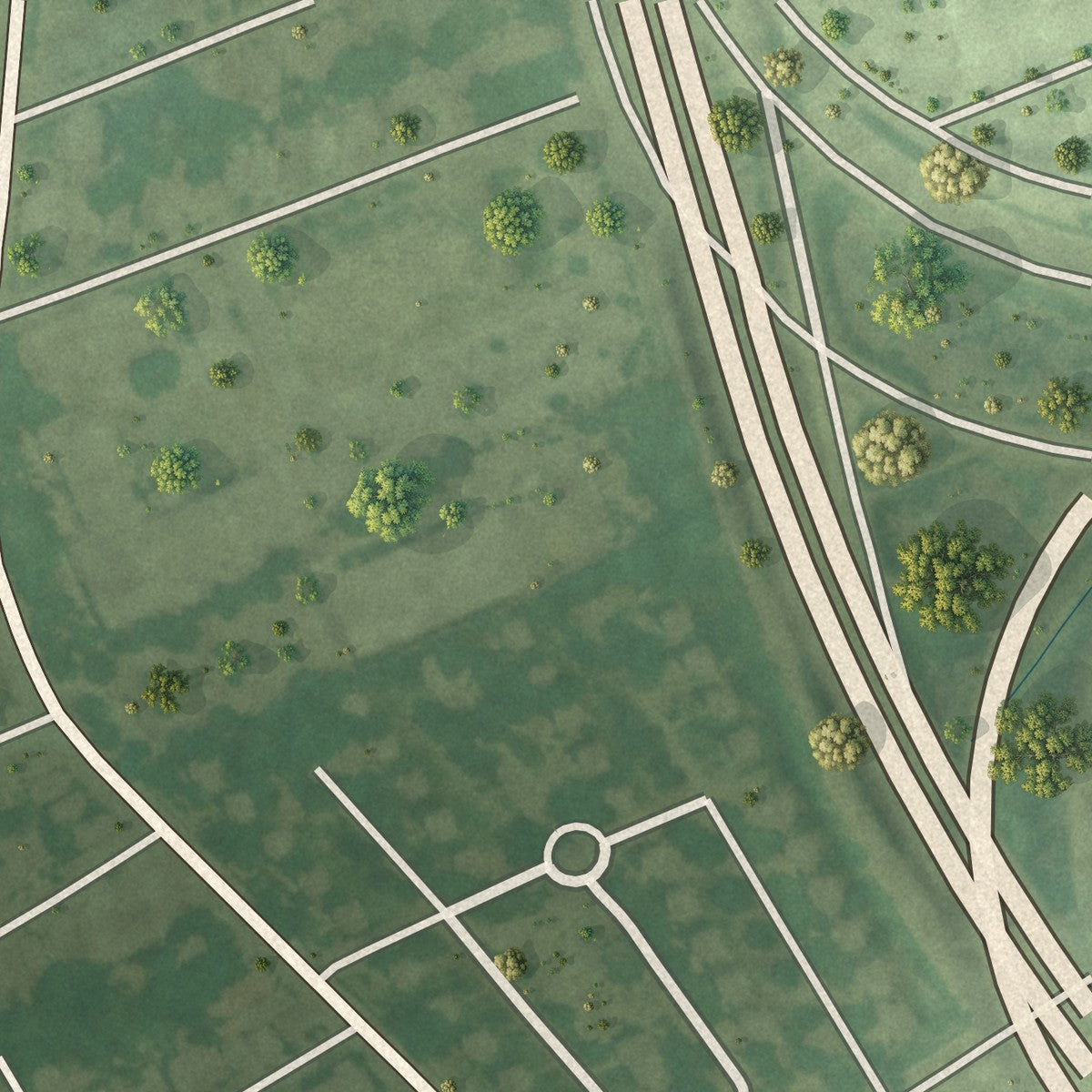 Close-up of the map of Hampton Park Terrace, South Carolina print showing street and building detail