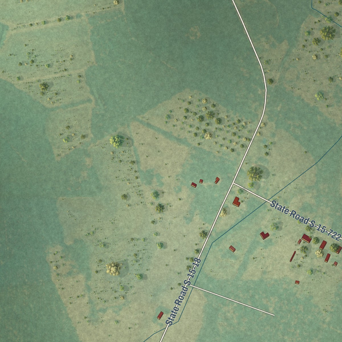 Close-up of the map of Islandton, South Carolina print showing street and building detail
