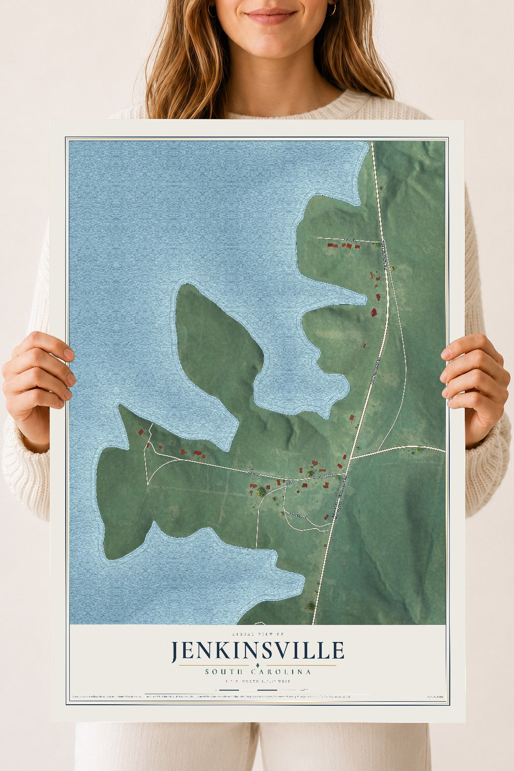 Map of Jenkinsville, South Carolina, 18 x 24 inch unframed archival matte print