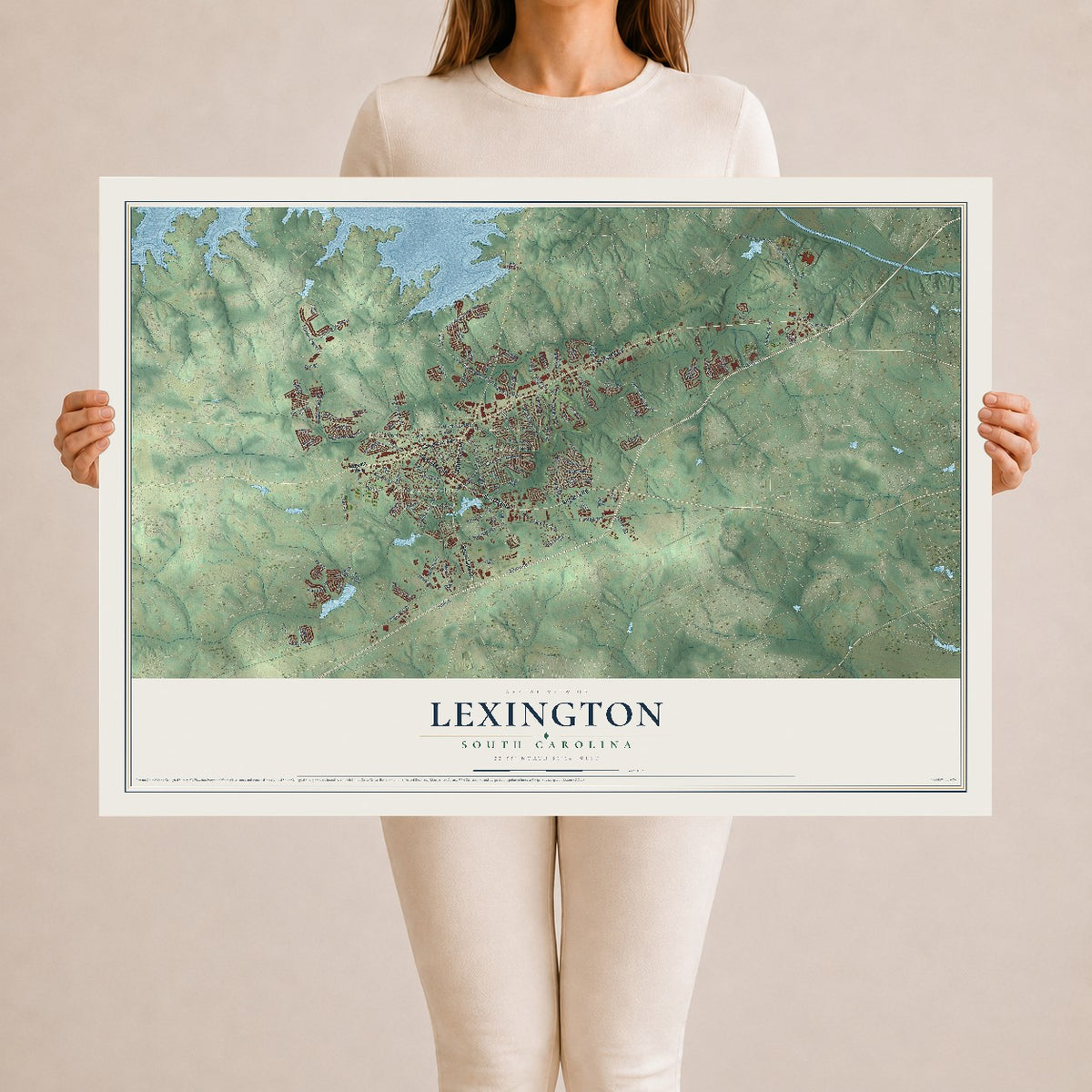 Map of Lexington, South Carolina, 24 x 36 inch unframed archival matte print