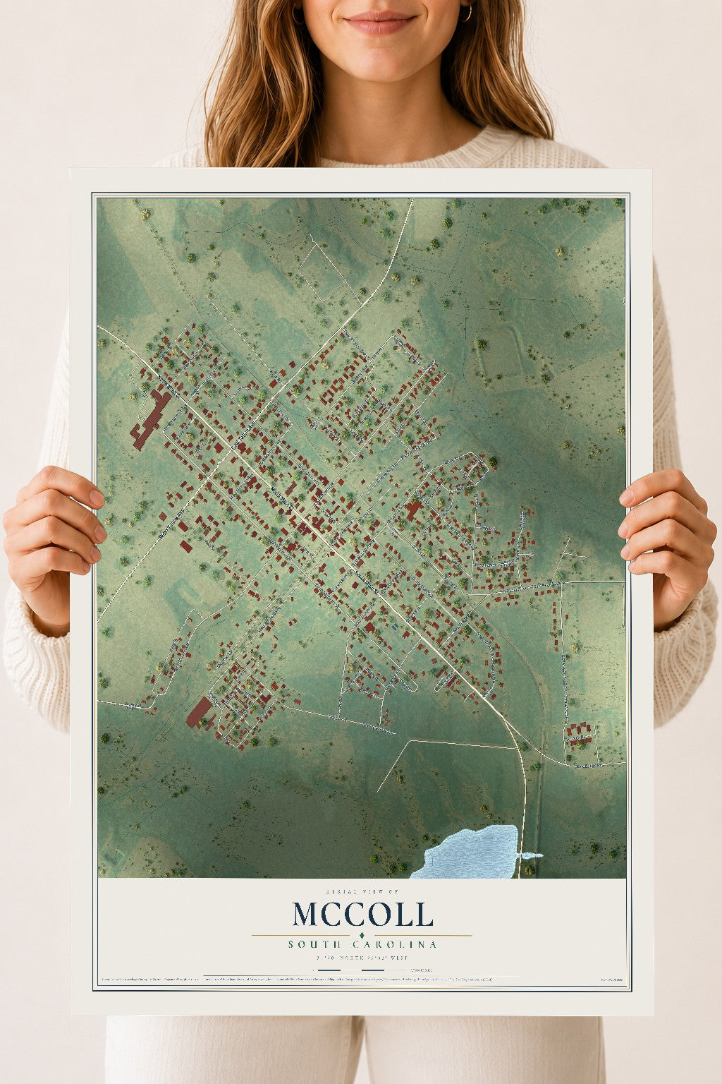 Map of McColl, South Carolina, 18 x 24 inch unframed archival matte print
