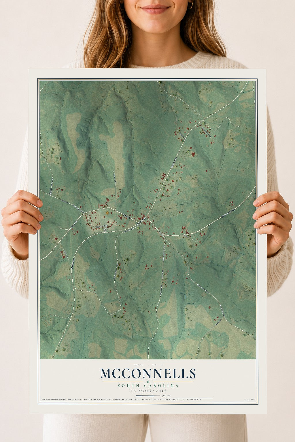 Map of McConnells, South Carolina, 18 x 24 inch unframed archival matte print