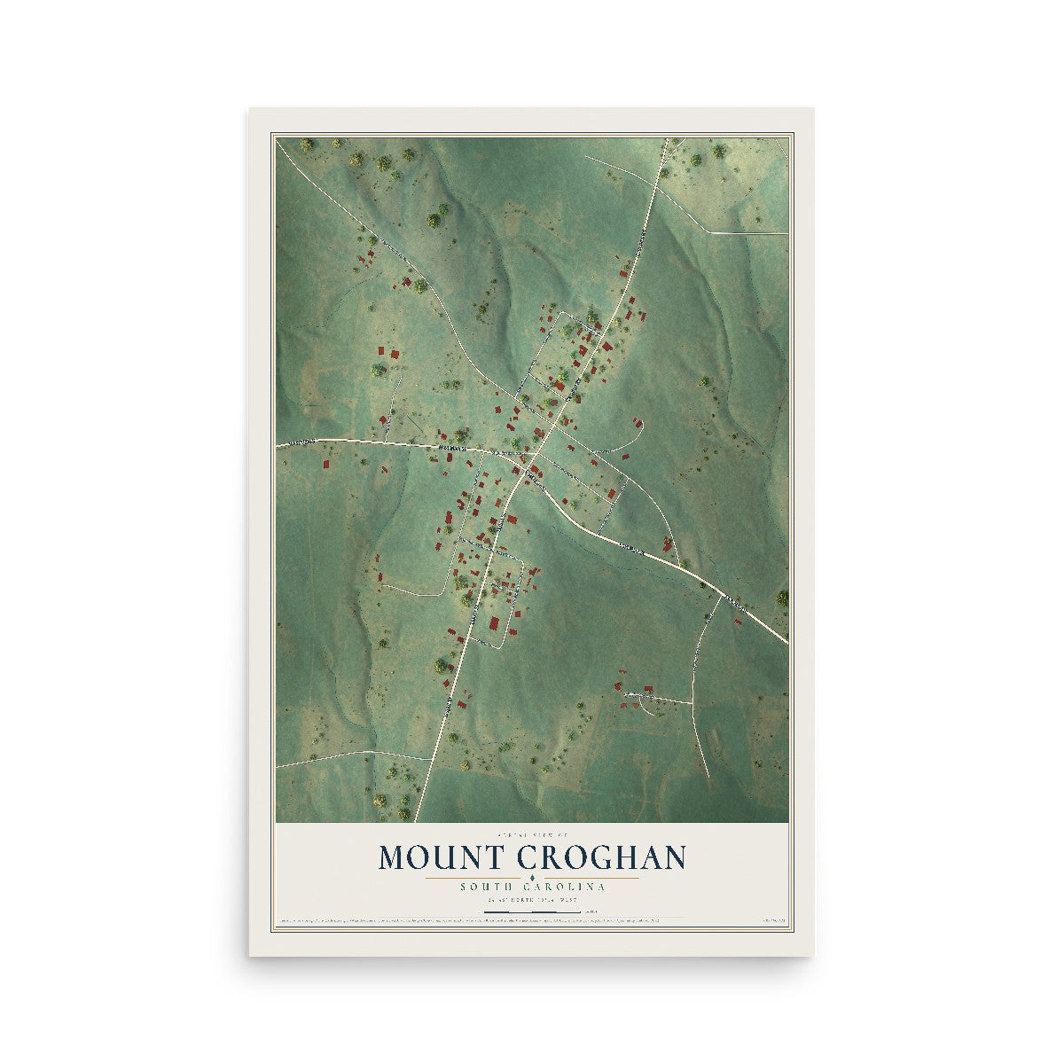 Map of Mount Croghan, South Carolina, 12 x 18 inch unframed archival matte print