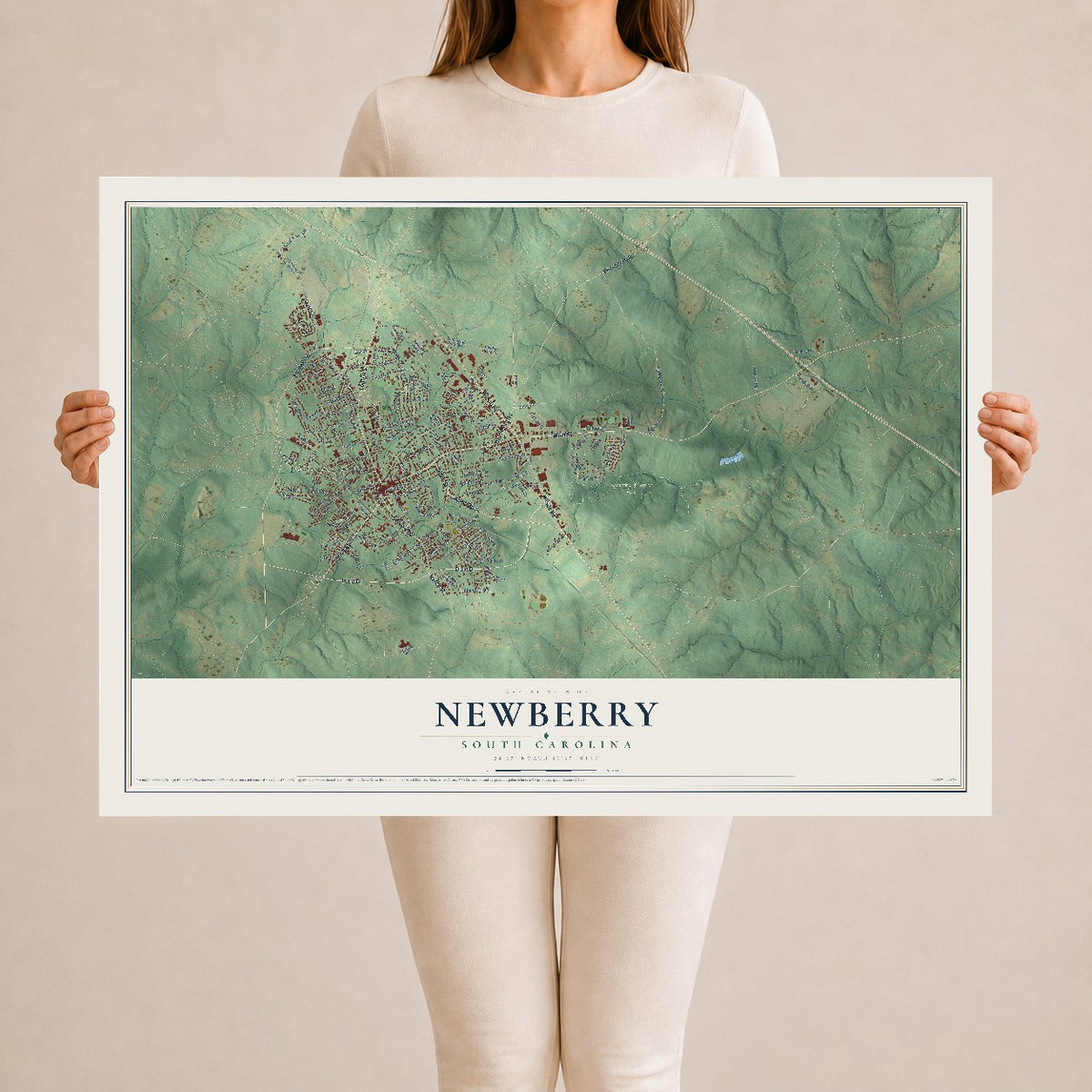 Map of Newberry, South Carolina, 24 x 36 inch unframed archival matte print