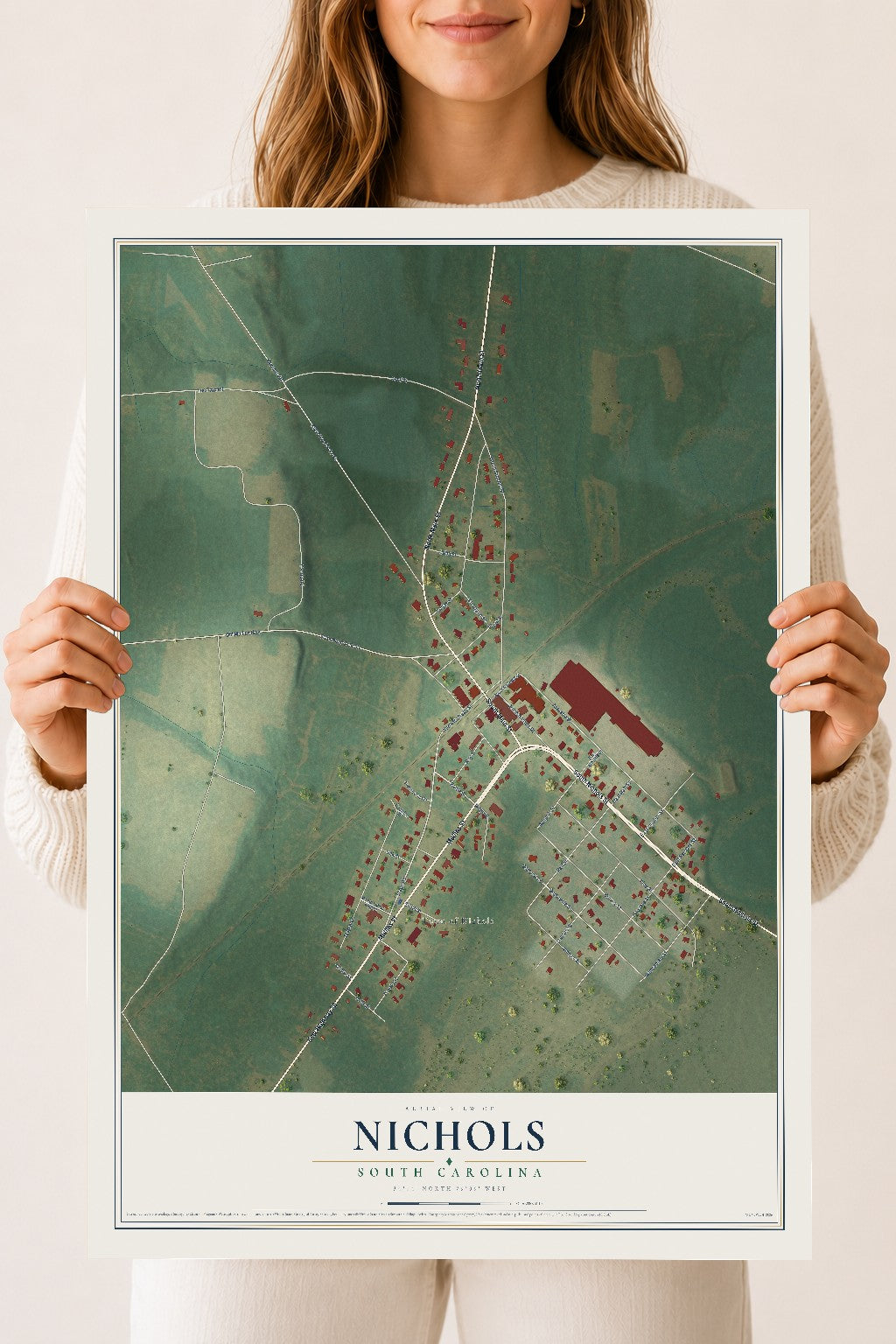 Map of Nichols, South Carolina, 18 x 24 inch unframed archival matte print