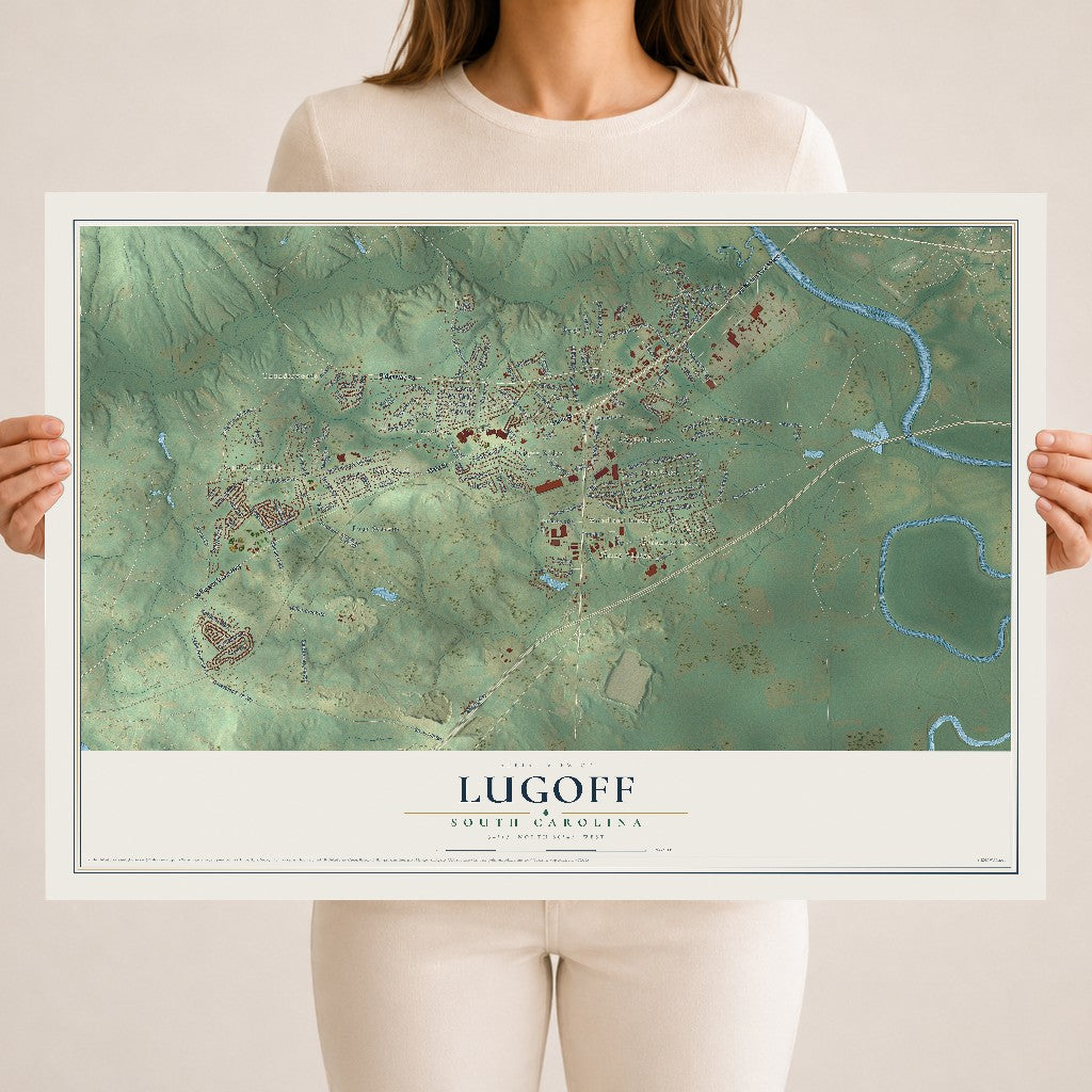 Map of Lugoff, South Carolina, 18 x 24 inch unframed archival matte print