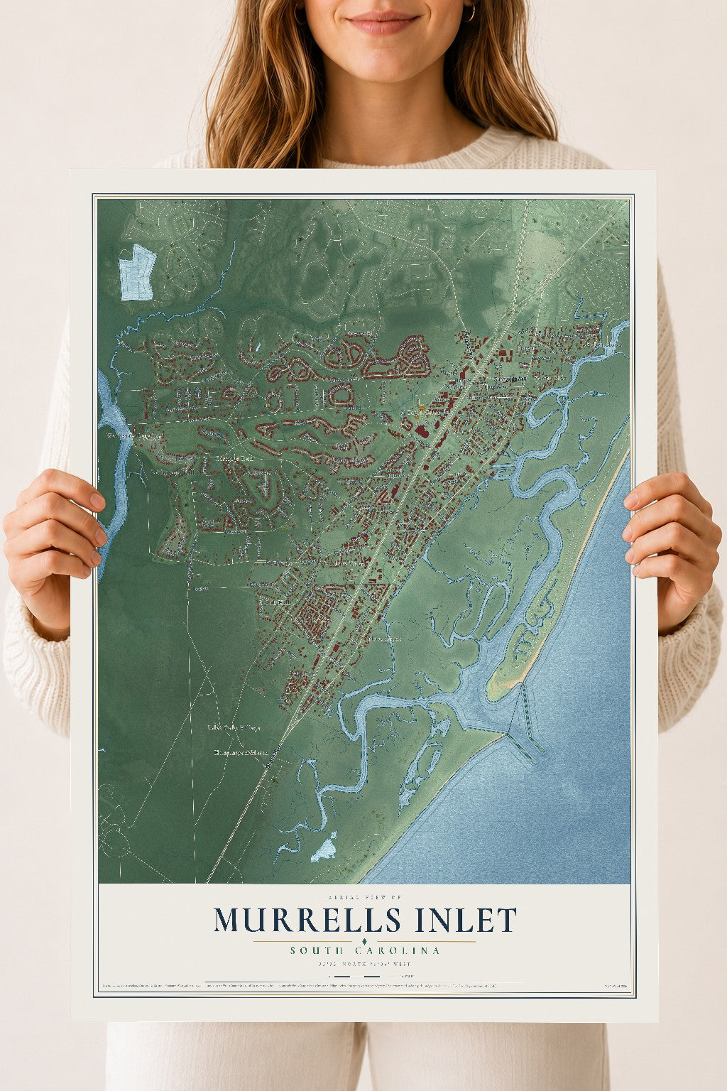 Map of Murrells Inlet, South Carolina, 18 x 24 inch unframed archival matte print