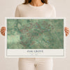 Map of Oak Grove, South Carolina, 12 x 18 inch unframed archival matte print