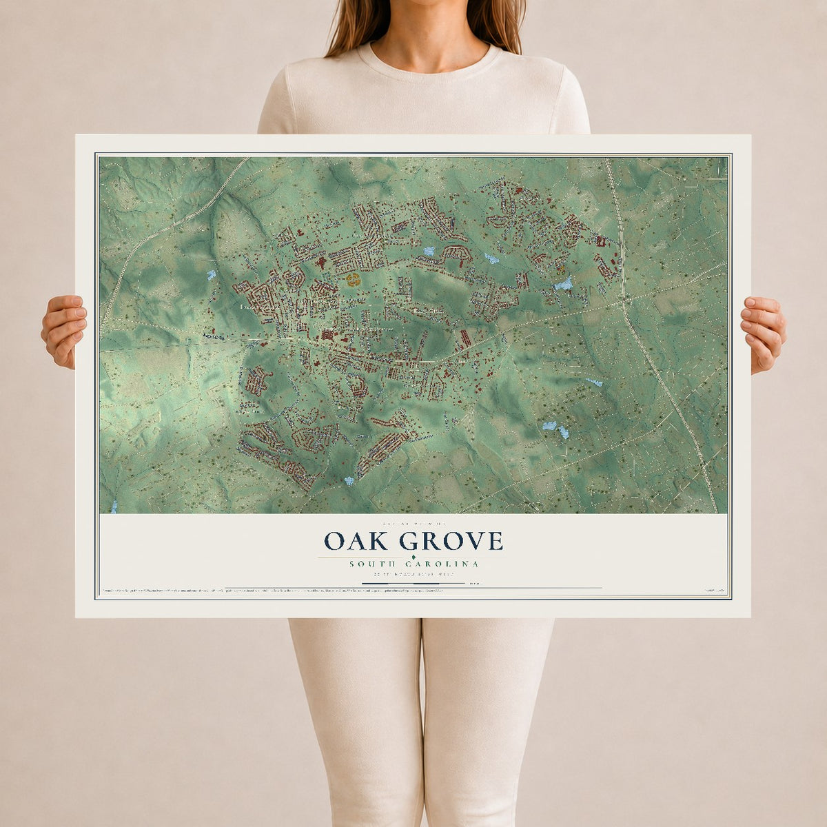Map of Oak Grove, South Carolina, 24 x 36 inch unframed archival matte print