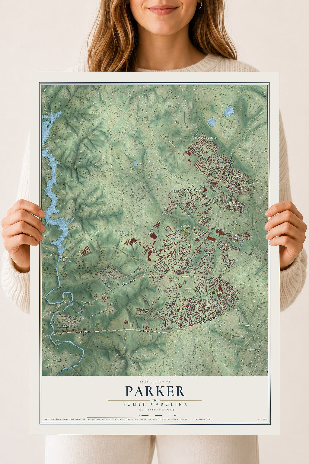 Map of Parker, South Carolina, 18 x 24 inch unframed archival matte print