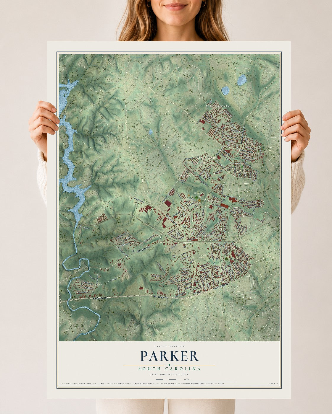 Map of Parker, South Carolina, 24 x 36 inch unframed archival matte print